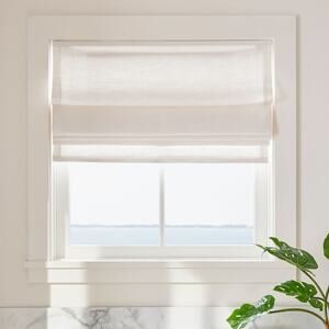 Pottery Barn Roman Cordless Shade Emery Linen Cotton White 36" x 48" NEW NIB